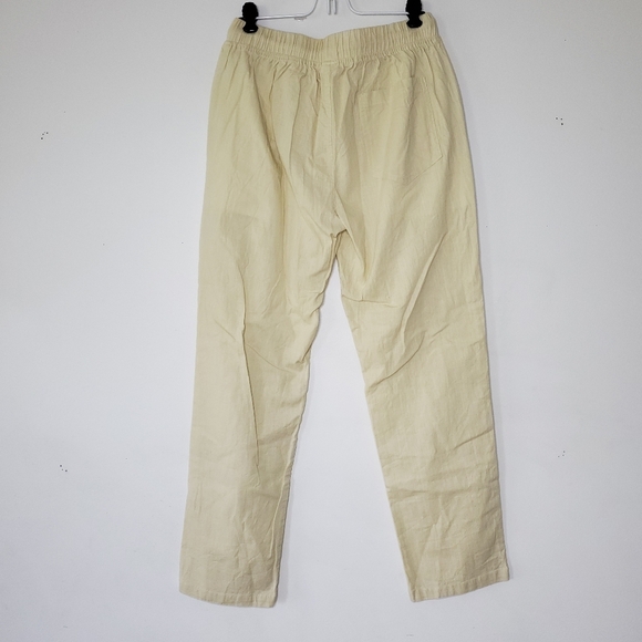 Sir 7 Studio Womens Flax Cotton Pull On Elastic Waist Pants Size M beige Stretch - Picture 12 of 12